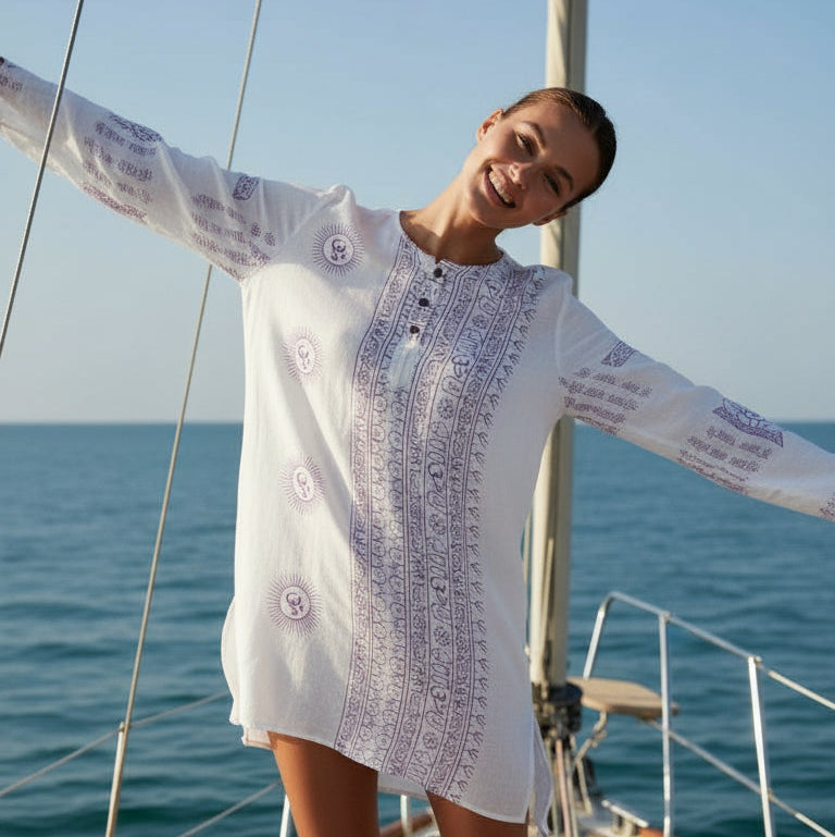Kurta Nueva Blanco/morado