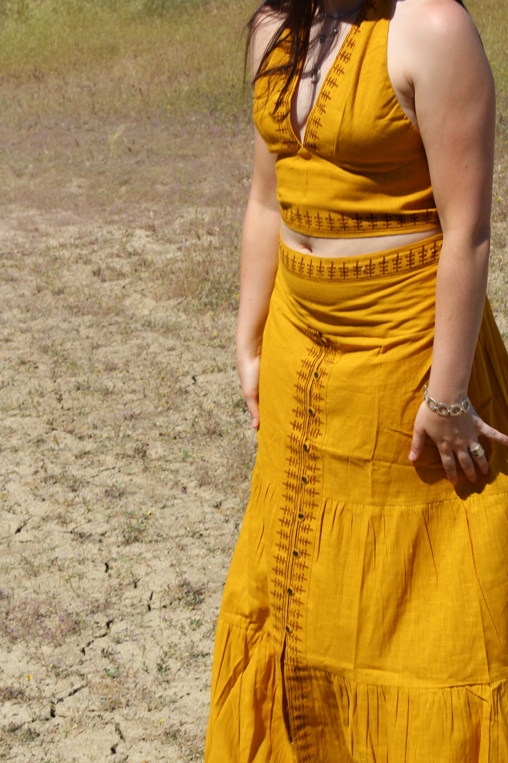 Falda Algodón Mostaza