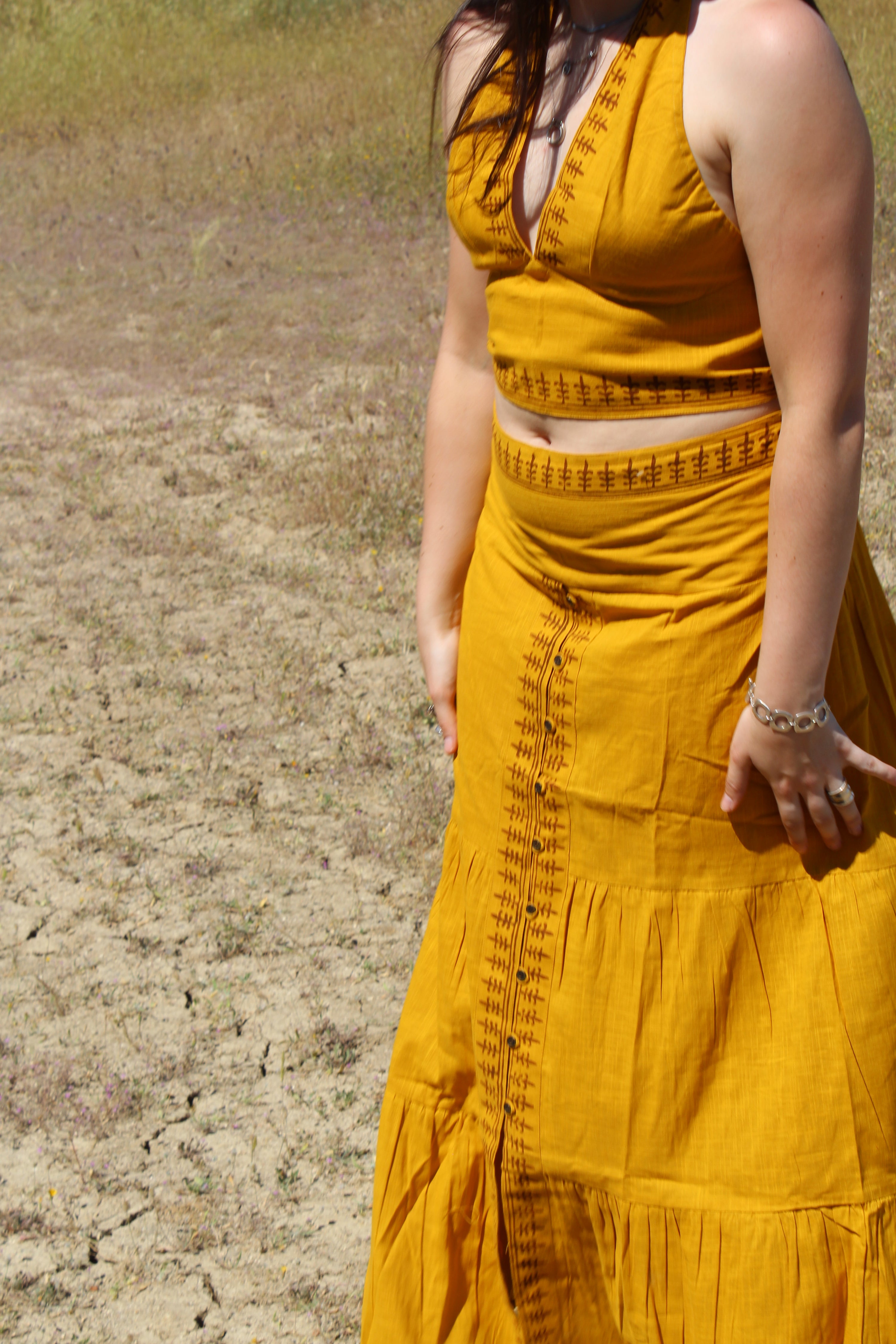 Falda Algodón Mostaza