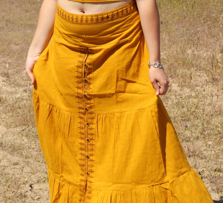 Falda Algodón Mostaza