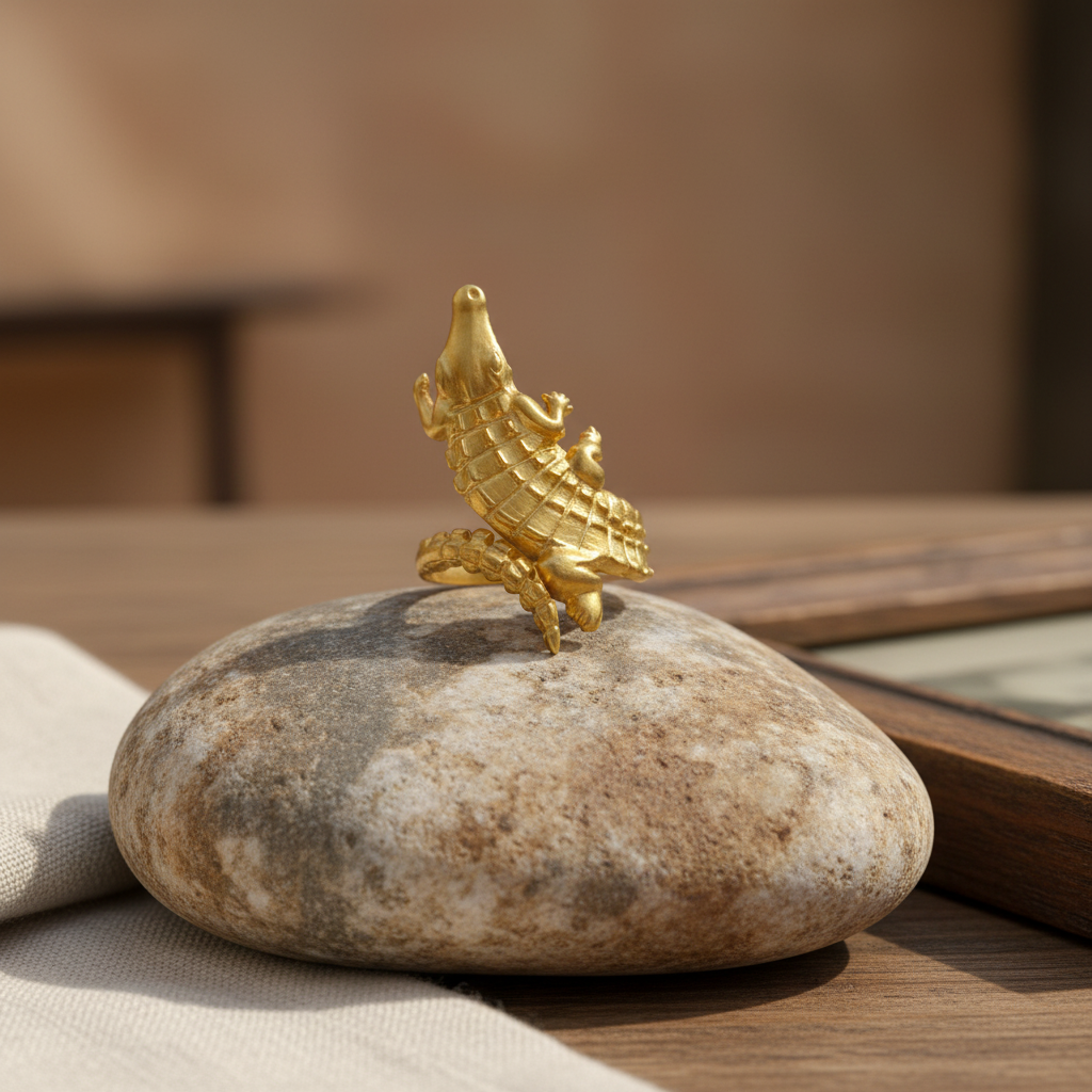 Anillo Cocodrilo Dorado