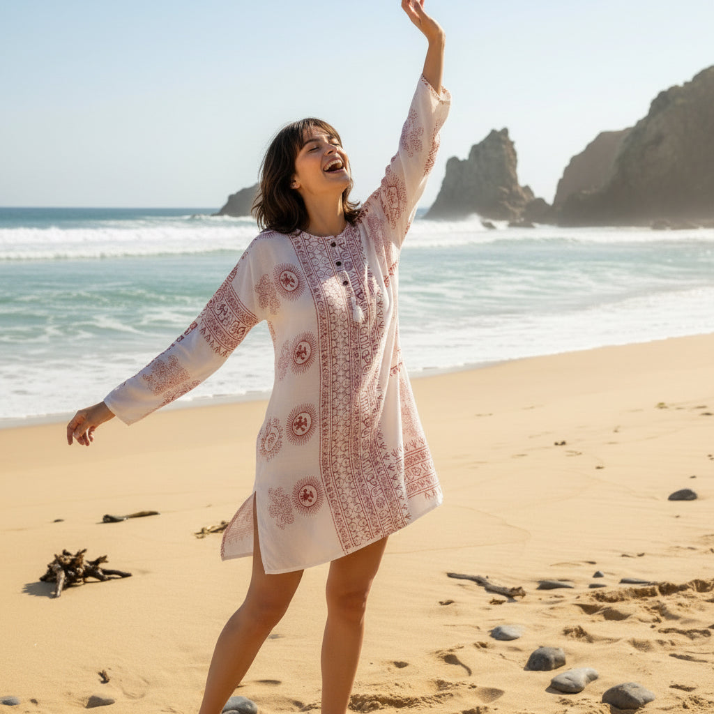 Kurta Nueva Blanco/rojo