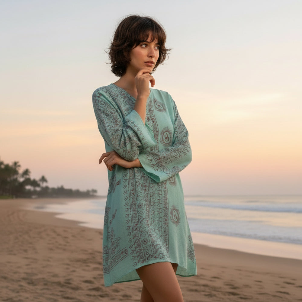 Kurta Nueva Turquesa/rojo