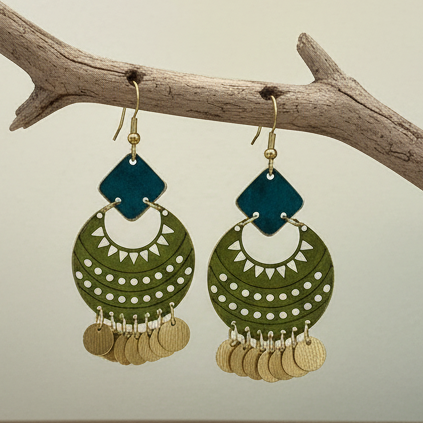 Pendientes Damasco Verde