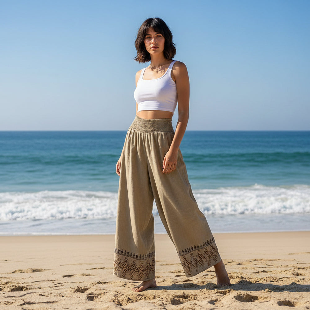 Pantalón Recto Beige