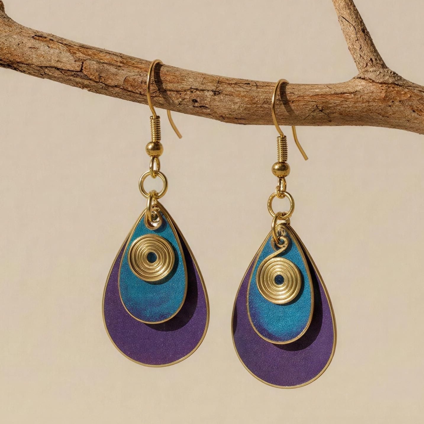 Pendientes Kefren Morado/Azul