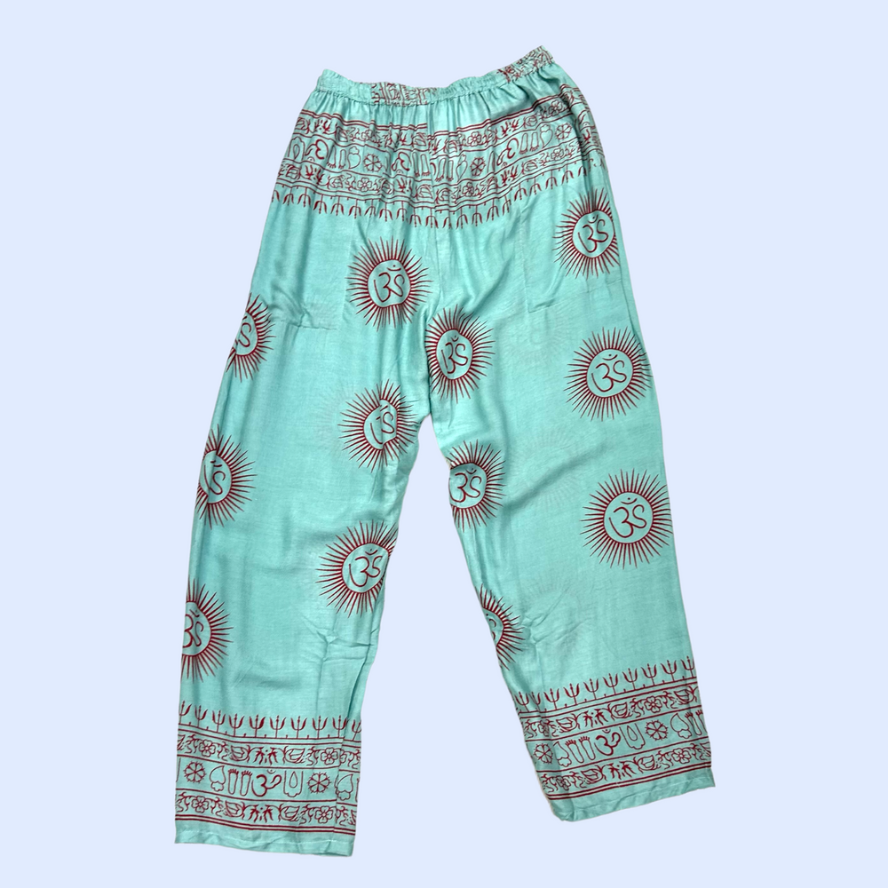 Pantalón bombacho turquesa/rojo