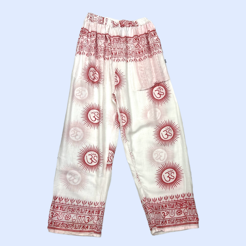 Pantalón bombacho blanco/rojo