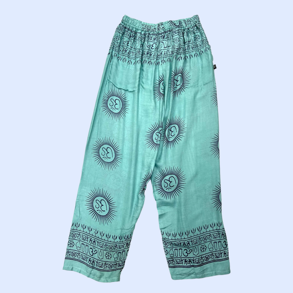Pantalón bombacho turquesa/denim