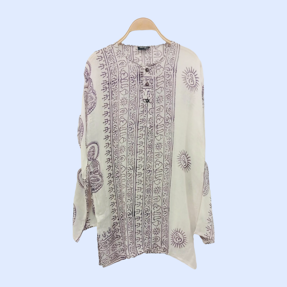 Kurta Clásica Blanca/morada