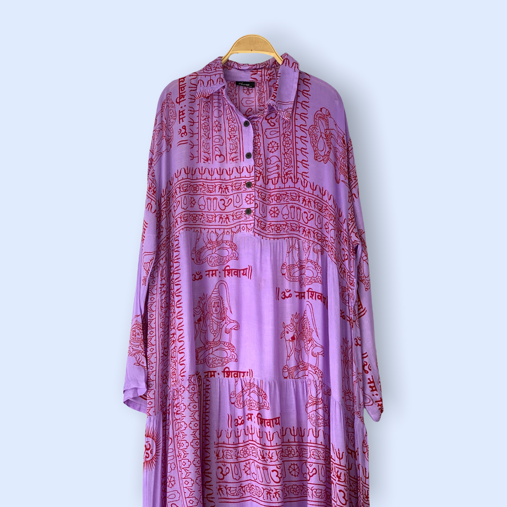Vestido Camisero Lila /rojo