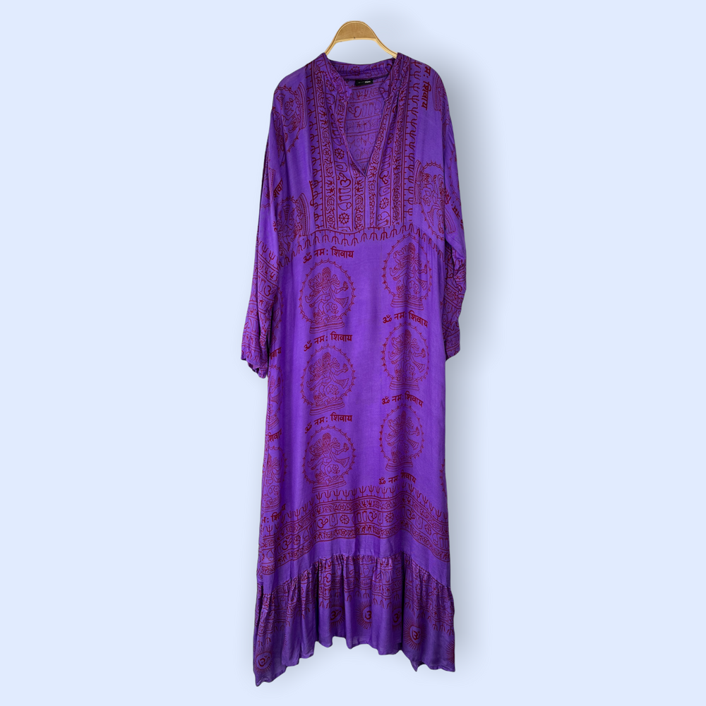 Vestido cuello mao Morado