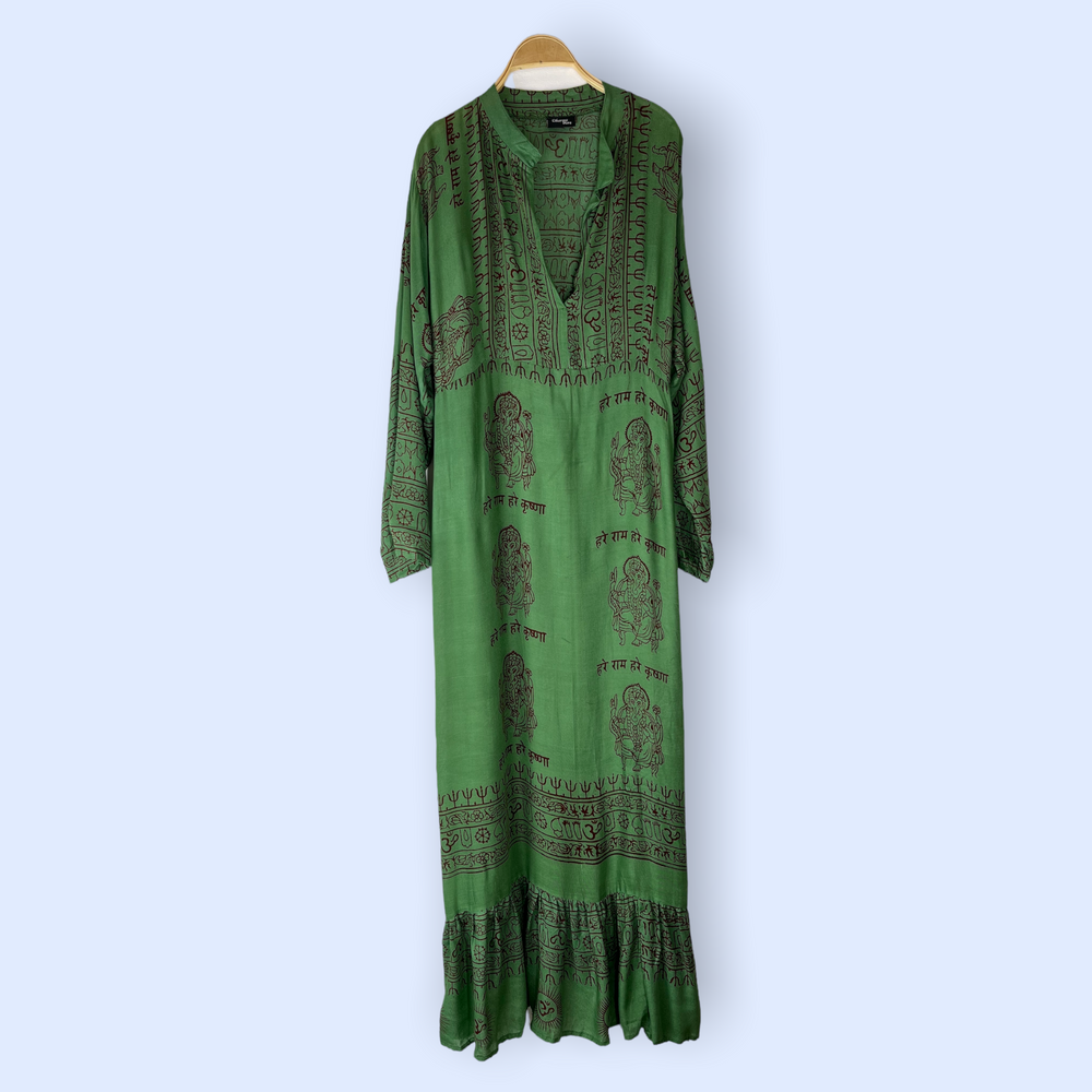 Vestido cuello mao Esmeralda